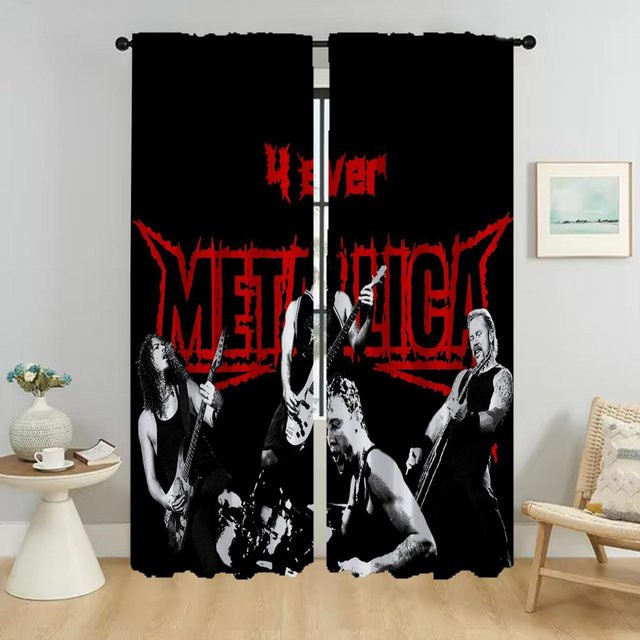 Metallicaes Tüll-Fenstervorhänge für Wohnzimmer und Schlafzimmer, 2 Paneele, Schwarz, B: 60 cm, H: 90 cm - Bild 1