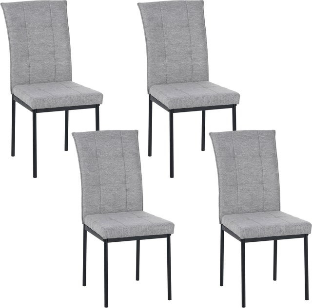 HTI-Living Stuhl Matthew 4er-Set in Hellgrau mit Webstoff und Karosteppung - Bild 1