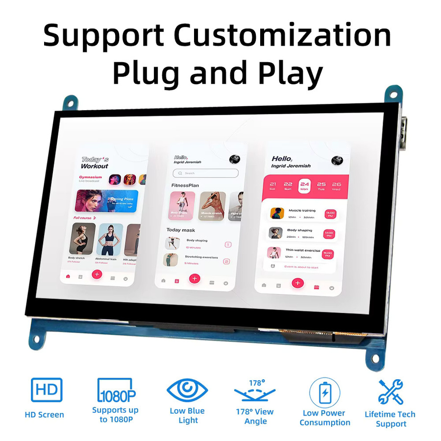 Raspberry Pi 7-Zoll IPS LCD HDMI Touchscreen-Monitor mit 1024 x 600 Auflösung - Bild 3