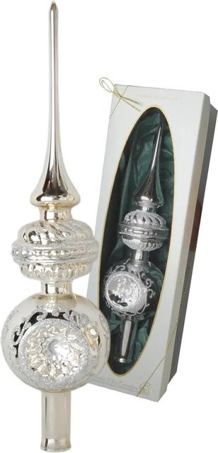 Krebs Glas Lauscha Weihnachtsbaumspitze Reflexe in Silber, 1-teilig, Höhe: 34 cm - Bild 1