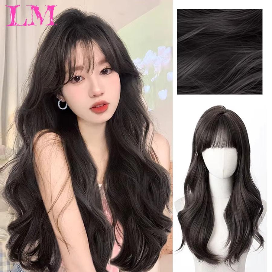 LM Perücke, Afro Dark Water Wave, schwarz, gewellt, mit Pony, Damen - Bild 2