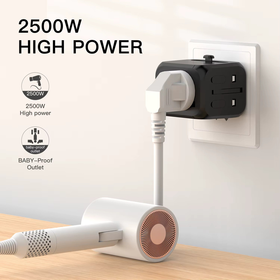 HKLAMIN Universeller Reiseadapter All-in-One mit USB-C und USB-A Anschlüssen für über 200 Länder - Bild 2