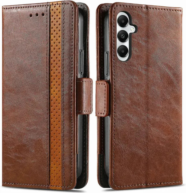 Samsung Galaxy Flip Case aus Leder mit RFID-Schutz und 360 Grad Schutz als Book Cover Handyhülle in Beige und Braun - Bild 1