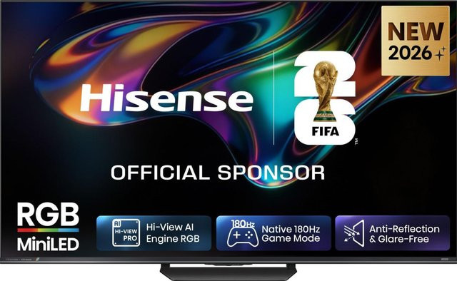 Hisense 65UR8DS RGB MiniLED 4K UHD Fernseher in Schwarz und Grau - Bild 1