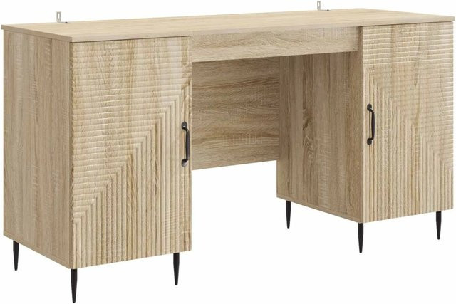 vidaXL Schreibtisch Sonoma-Eiche in Braun, Retro Design, B/T/H: 142,5 x 50 x 75 cm - Bild 1