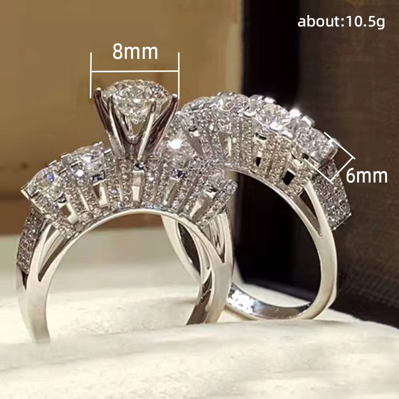 Huitan Ring, 2 Teile/Satz, Zirkonia, Silber, Damen - Bild 2