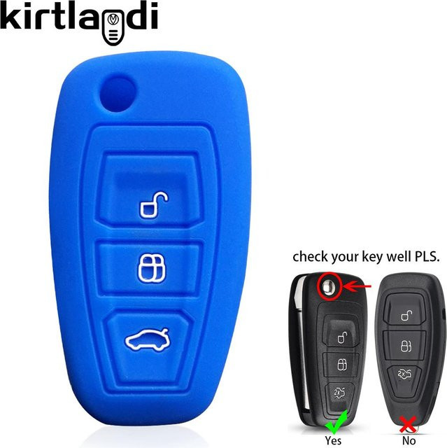 Silikon-Autoschlüsselgehäuse für Ford Kuga Focus Mk3 Mk4 Mondeo Fiesta Titanium Ecosport Transit MK8 in Blau von kirtlandi - Bild 1