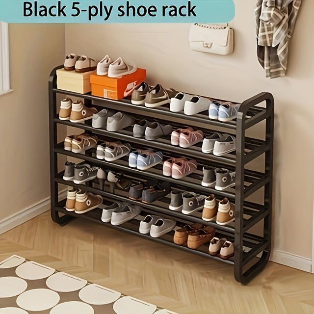 LIUSHADUOLA Schuhregal aus Metall mit 5 Stufen für bis zu 18 Paar Schuhe, platzsparendes und modernes Design für den Flur, erhältlich in Schwarz oder Weiß - Bild 1