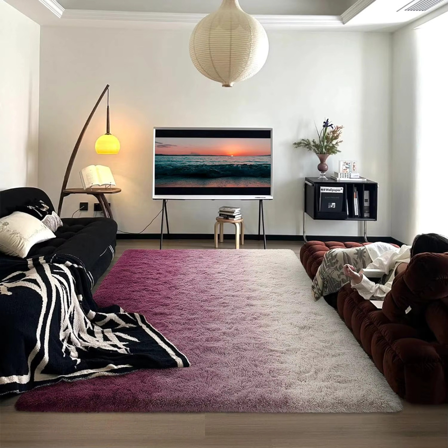 Vikama Seidenteppich mit Farbverlauf in Lila für Wohnzimmer und Schlafzimmer, pflegeleicht und schmutzabweisend, Rechteckig, B: 160 cm, T: 80 cm - Bild 2