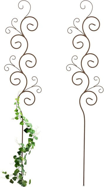 Relaxdays Rankhilfe Zierspalier aus Metall in Braun mit Bodenstecker, 2er Pack, Höhe: 160 cm, Breite: 30 cm, Tiefe: 1 cm - Bild 1