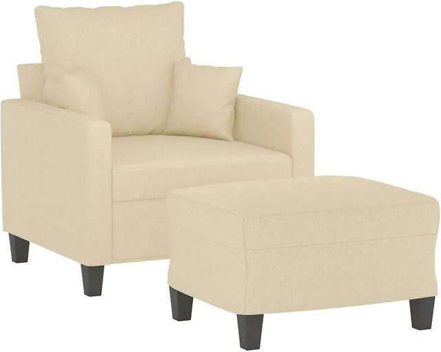 vidaXL Sessel mit Hocker in Beige aus Stoff mit Schaumstofffüllung und Metallrahmen - Bild 1
