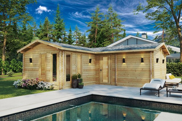 Großes Gartenhaus Devon 3 mit Sauna, Wandstärke 70 mm, 8 x 8 m - Bild 1