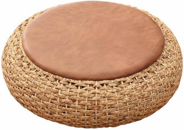 Binchi Runde Japanische Sitzmatte aus Jute in Braun - Bild 1