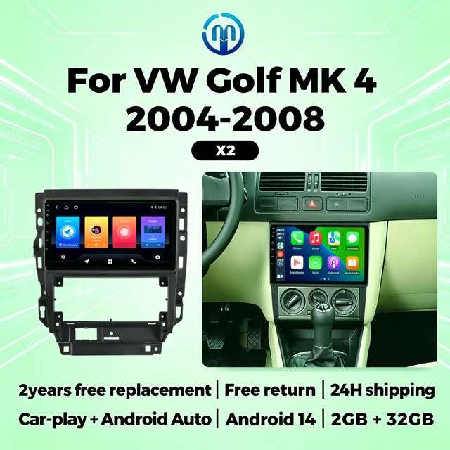 STRONGNAVI 9 Zoll Autoradio mit CarPlay und Android Auto für Volkswagen Golf MK 4 (2004-2008), Multimedia Player in Schwarz mit Bluetooth und GPS - Bild 1