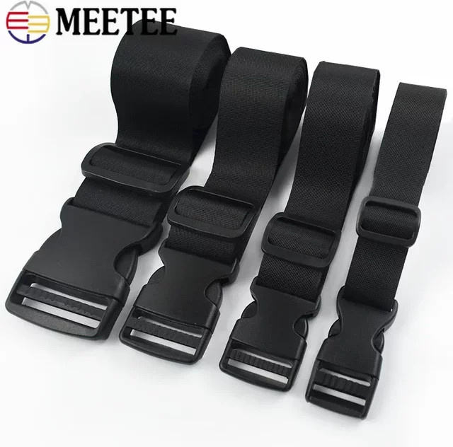 Meetee Gurtband-Kunststoffschnallen und Schnellverschluss-Clips in Schwarz, verstellbare Schiebehaken für Taschen und Hundehalsbänder, 15-50mm - Bild 1
