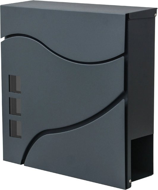 Wandbriefkasten MCW B31 mit Zeitungsfach aus Stahl in Anthrazit, B: 36,5 cm, H: 37,0 cm, T: 10,7 cm - Bild 1