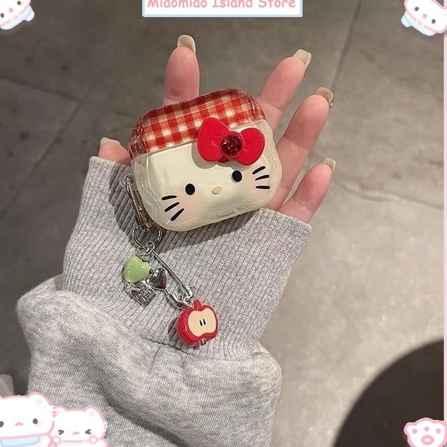 Sanrio Grid Bow Kt Cat Schutzhülle für Apple AirPods 3 und AirPods Pro 2, transparent/multicolour - Bild 1