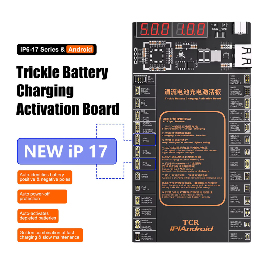 Solobros Batterie-Aktivierungspanel mit Schnellladungserkennung für iPhone, Samsung, Xiaomi und Android-Telefone, Schwarz - Bild 2