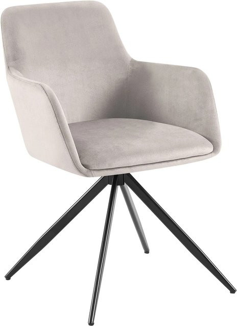 DELUKE Esszimmerstuhl PELON in Grau aus Samt mit Armlehnen, B/T/H: 56 x 62 x 81 cm - Bild 1