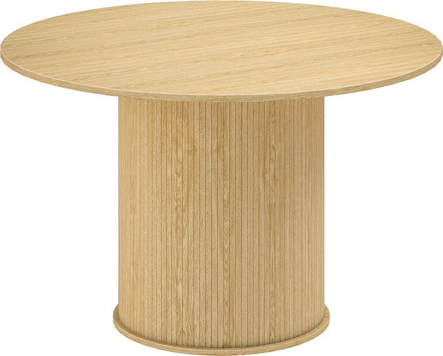 HOMCOM Runder Esstisch in Naturholz Optik für 5 Personen, moderner Küchentisch mit zylindrischer Basis, Farbe: Braun, Durchmesser: 120 cm, Höhe: 76 cm - Bild 1