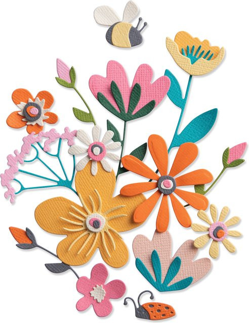 Sizzix Thinlits Die Set Fabulous Bold Flora 16er Set aus Metall - Bild 1