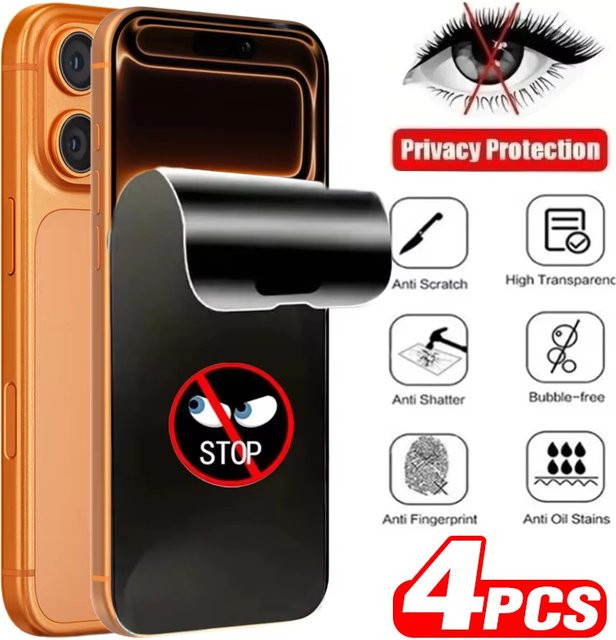 Caynes Anti-Spionage Hydrogel-Displayschutzfolie für iPhone 17 Pro Max 17 Pro 16 Plus 15 Plus 11 transparent - Bild 1