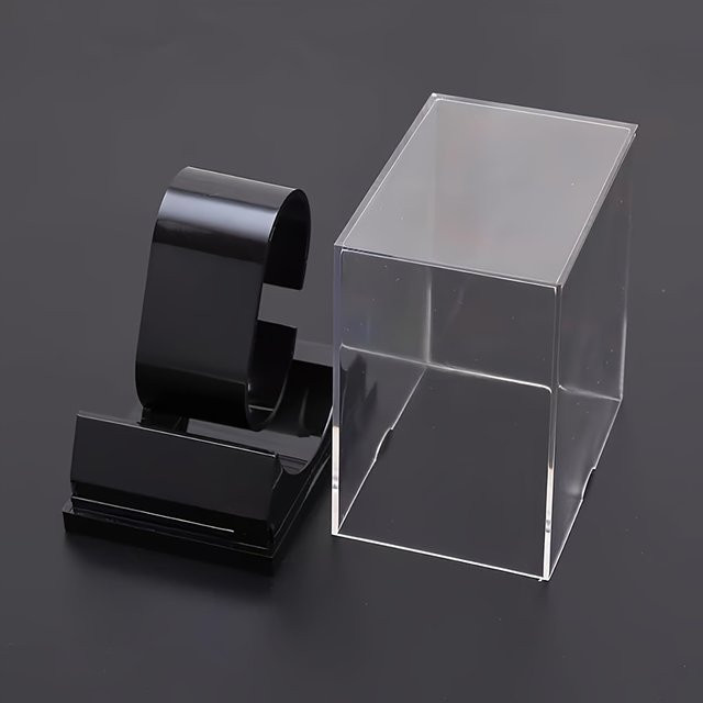 Uhrenständer Kunststoff, Schwarz, Transparent - Bild 1