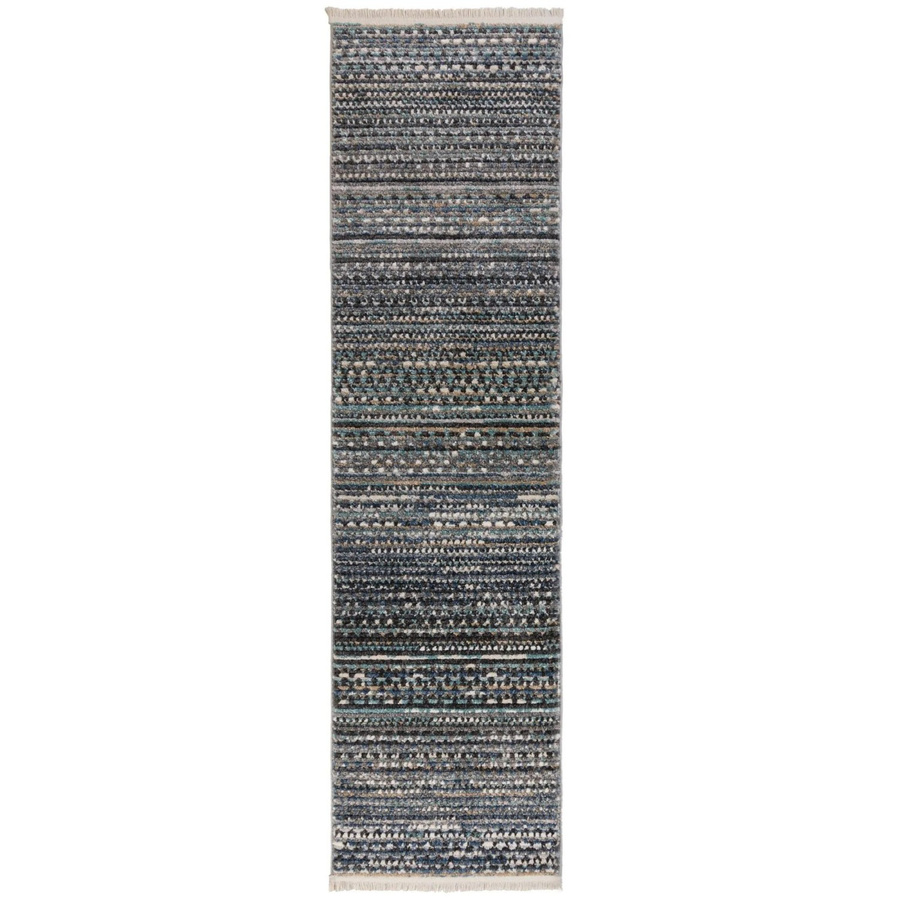 Flair Rugs Kurzflorteppich Camino Blau mit Fransen, Rechteckig, B: 66 cm, L: 300 cm - Bild 2