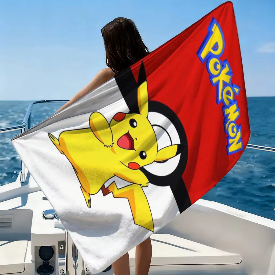 Strandtuch mit Pokemon-Aufdruck von Potdemiel, schnell trocknend und saugfähig, Mehrfarbig - Bild 3