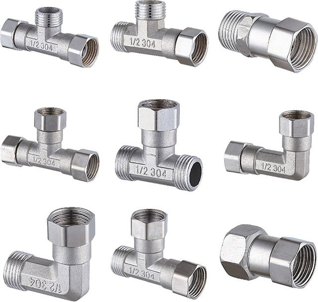 KOQZM Edelstahl T-Adapter G1/2 Zoll Drei-Wege-Umlenkventil in Brushed Steel für Badewanne, Bidet-Sprayer und Dusche - Bild 1