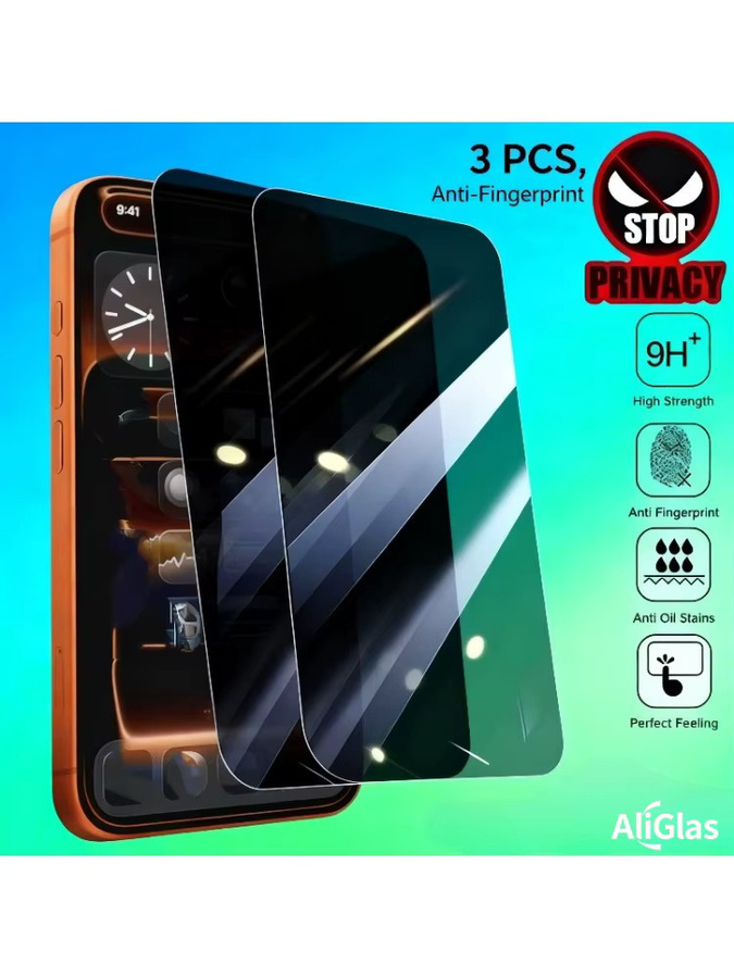 3er-Set Privatsphäre Schutzglas für Apple iPhone 11 12 13 14 15 16 17 Pro Max und Modelle wie XR, X, Mini, Plus in Transparent - Bild 4