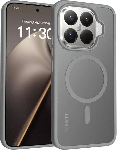 Magnetische Schutzhülle für Xiaomi 17T und 15T Pro, matte und durchscheinende PC+TPU Hülle mit MagSafe Wireless Charging Unterstützung, Farbe: Transparent/Grau - Bild 1