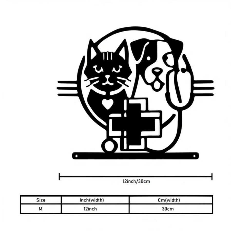 Metall-Tierschild von CIFBUY in Schwarz mit Katzen- und Hundemotiv für Tierkliniken und Tierarztpraxen als langlebige Wanddeko für den Innen- und Außenbereich - Bild 2