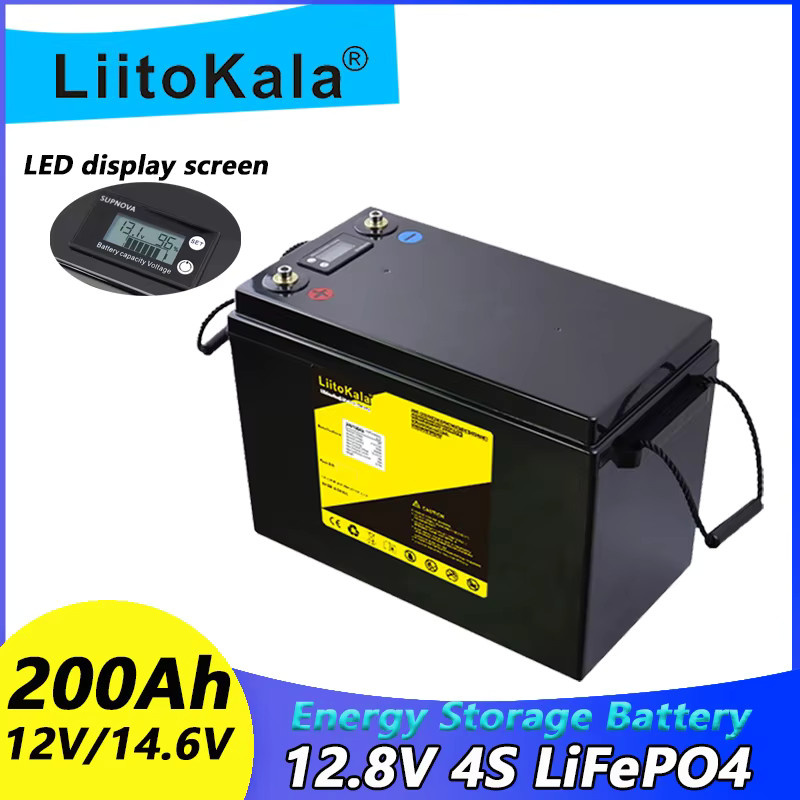 LiitoKala LiFePO4 Batterie 12,8V 200Ah mit LCD Spannungsanzeige in Schwarz - Bild 2