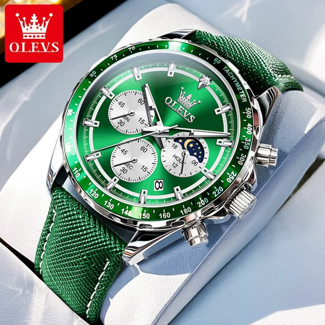 OLEVS Armbanduhr, Chronograph, Quarz, Edelstahl, Silber, Herren - Bild 1