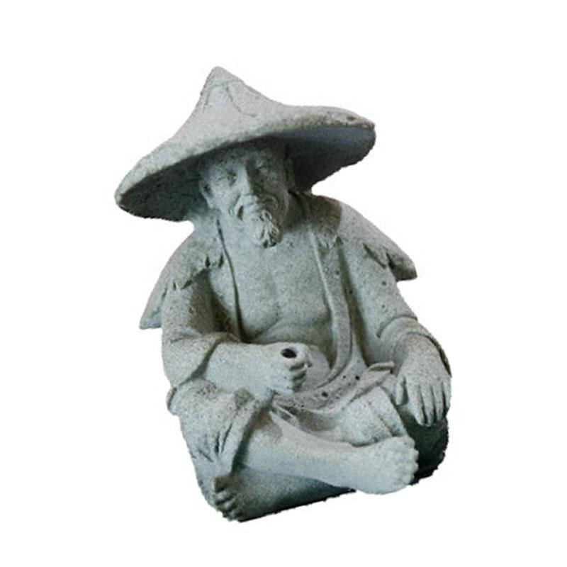 Tooarts Fischer Ornament aus Kunstharz in Grau als dekorative Statue für Steingarten und Dekoration - Bild 4