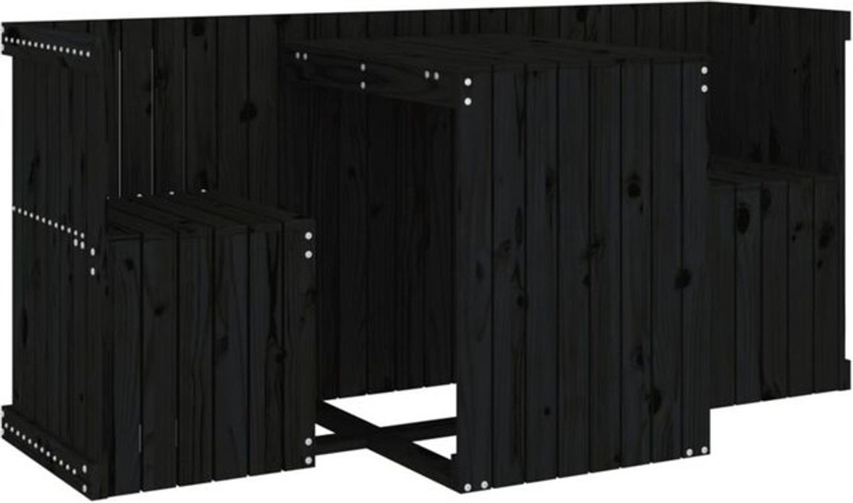 Vidaxl Balkonmöbel-Set aus Massivholz Kiefer in Schwarz mit 2 Sitzplätzen - Bild 1