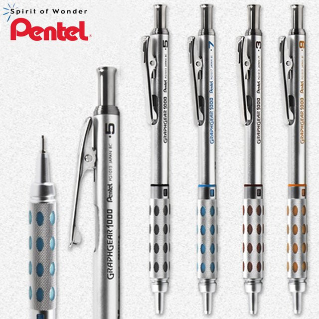 Pentel GraphGear 1000 Druckbleistift aus Metall in Silber mit HB Mine und Teleskop-Schutzrohr - Bild 1