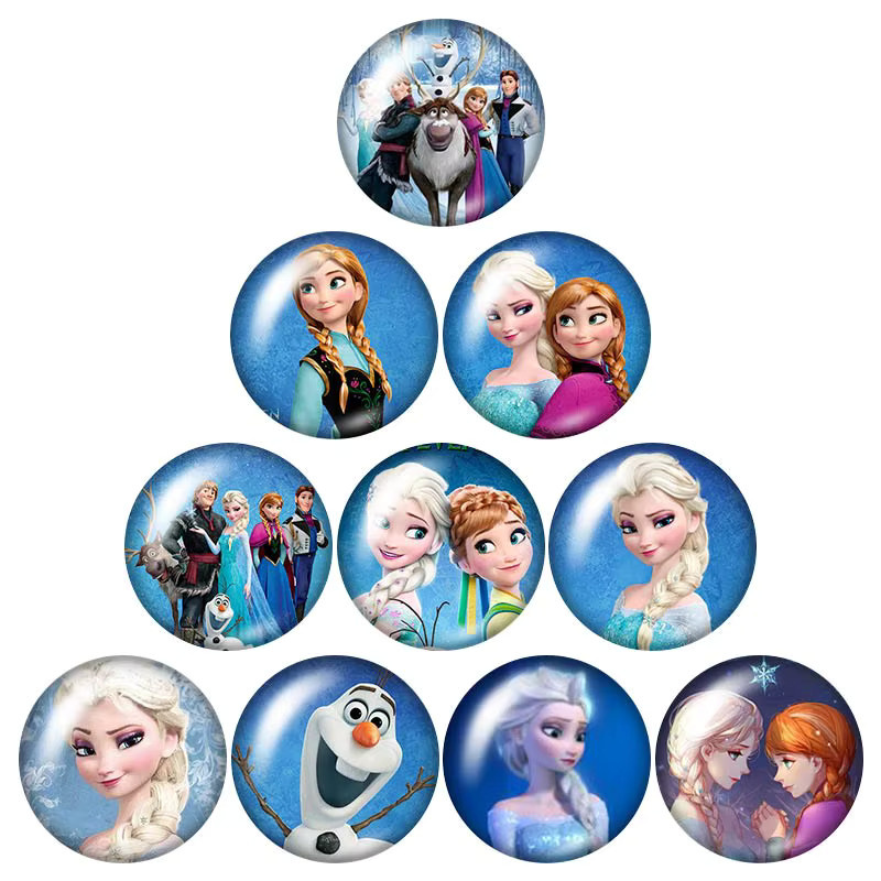 MINISO Foto-Glascabochons, Winter-Schneeprinzessin Elsa Anna Olaf, 12mm/18mm/20mm - Bild 2