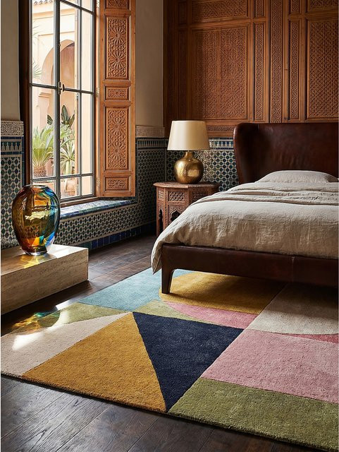 Handgeschnitzter Wollteppich Kadima Design in Multicolor mit geometrischem Muster, B/T: 120 x 170 cm - Bild 1