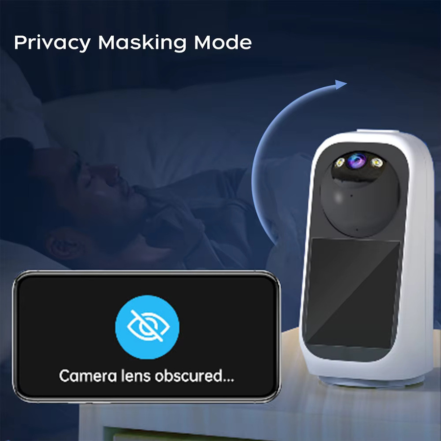 Jooan 3K PTZ IP-Kamera mit 2,8-Zoll-LED-Bildschirm, Babyschrei-Erkennung, KI-Tracking und Videoanruf, Weiß - Bild 3