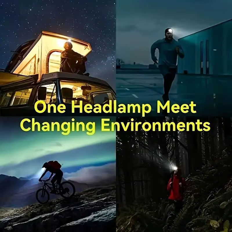 Alonefire LED Stirnlampe mit Stroboskoplicht in Weiß und Rot, tragbare Kopflampe für Outdoor, Wandern und Camping, AAA-Batteriebetrieb - Bild 4