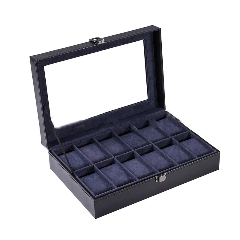 DELESYS Uhren Lagerung Box, Leder, Schwarz, Lila, Unisex - Bild 3