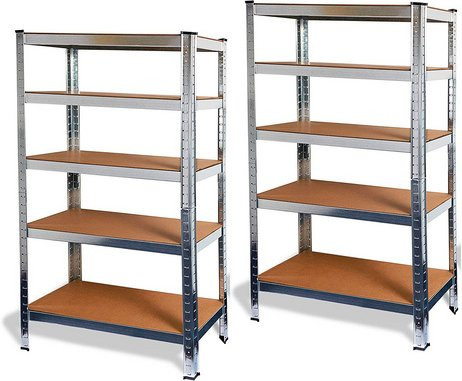 Ondis24 Schwerlast-Steckregal Basti 2er-Set aus Metall in Grau und Silber, B/H/T: 70 x 148 x 30 cm - Bild 1