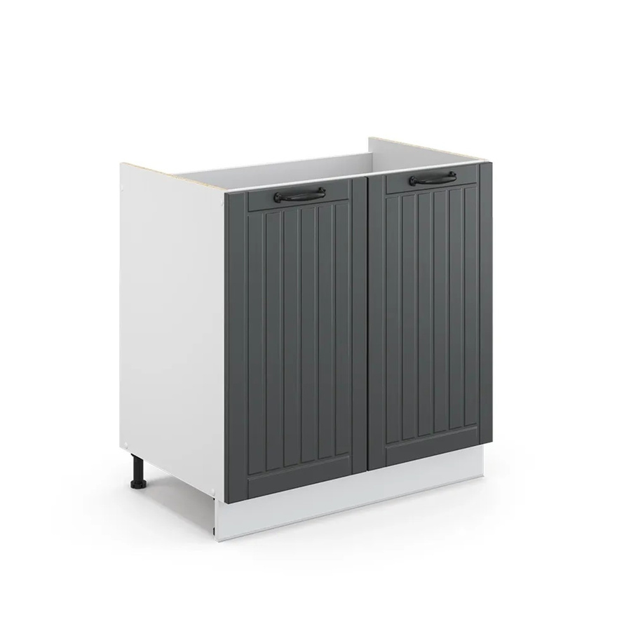 Vicco Spülenunterschrank Fame-Line in Anthrazit und Weiß im Landhausstil mit Soft-Close-Türen, B: 80 cm, H: 82 cm, T: 60 cm - Bild 2