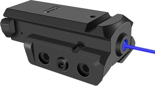 Intxc Laservisier Blau passend für Picatinny Weaver Rail für Glock mit USB Typ-C Ladefunktion und Rot-Grün Laser - Bild 1