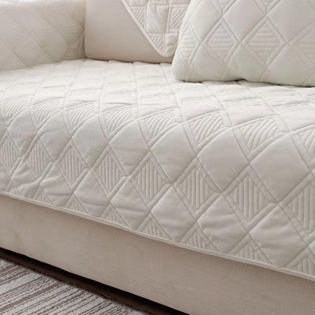 Super Six Plüsch-Sofabezug, gesteppter und rutschfester Couchbezug aus Samt, Farbe: Beige, Breite: 70 cm, Länge: 70 cm - Bild 1