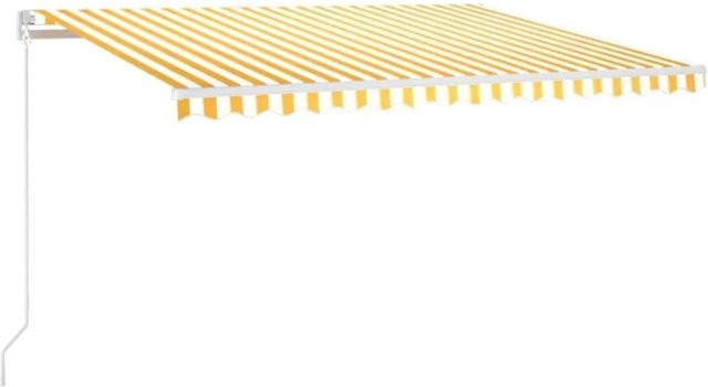 vidaXL Markise manuell einziehbar mit LED in Gelb-Weiß, B: 450 cm, T: 300 cm - Bild 1