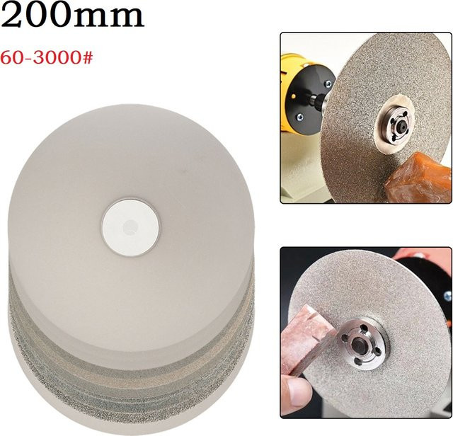 Vibratite Schmirgelbeschichtete Läppscheibe Grau, Durchmesser: 200 mm, Lochmaß: 1/2 Zoll, Körnung 60–3000, flache runde Schleifscheibe für Edelsteine, Schmuck und Felsen - Bild 1