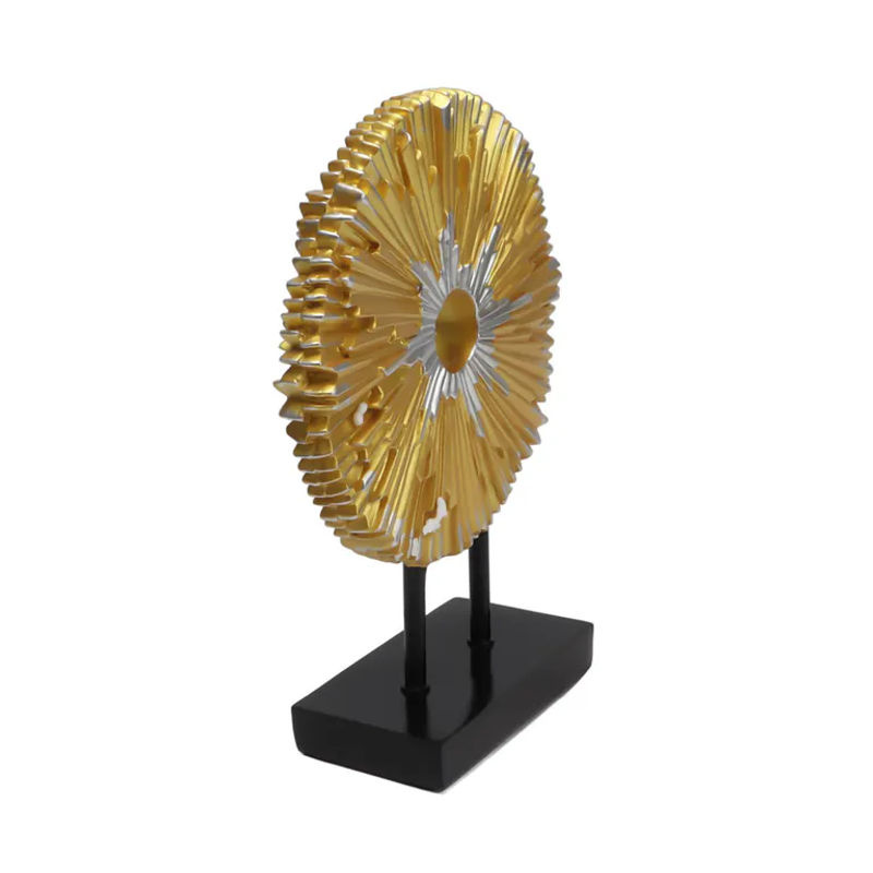 Abstrakte Statue von OutsideWorld in Gold, modernes Rundes Linien-Ornament aus Kunstharz als Schreibtischdekoration - Bild 4
